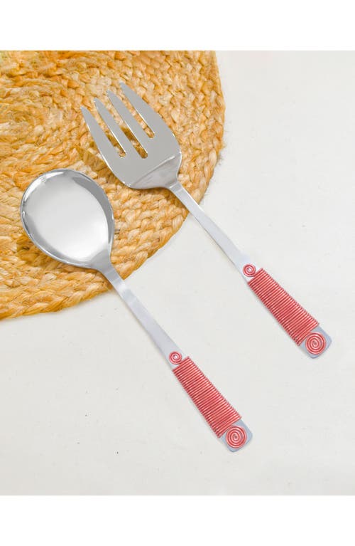 Tiramisu Stainless Steel Salad Servers In Red