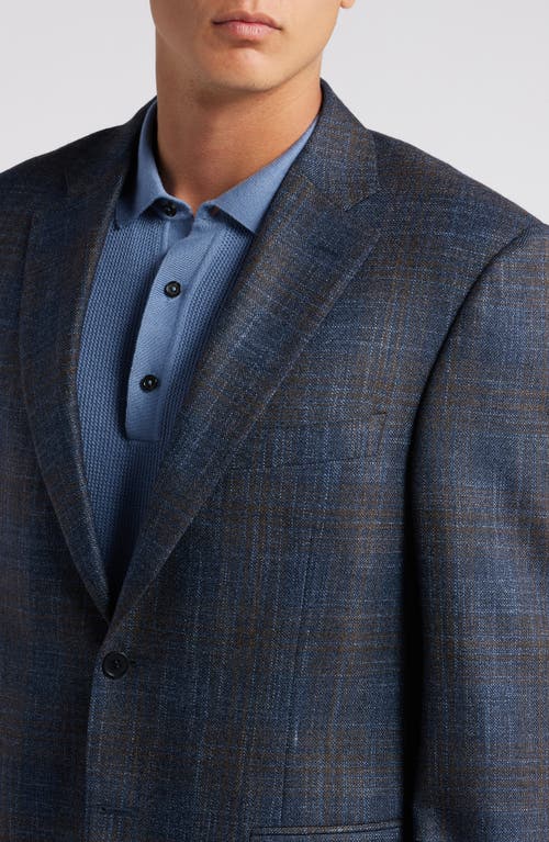 Shop Canali Siena Regular Fit Shadow Check Slub Wool Blend Sport Coat In Blue