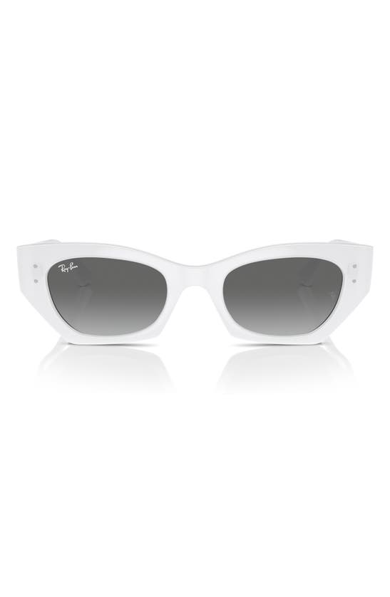 Ray Ban Zena Bio-based Sunglasses White Snow Frame Grey Lenses 52-22 In Grey Flash
