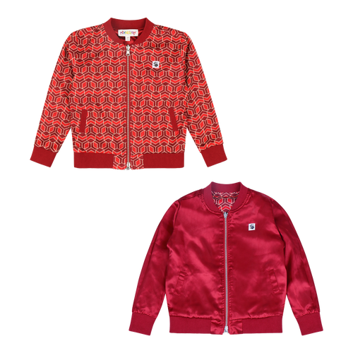 Mixed Up Clothing Girls Reversible Bomber Jacket In Red Multicolor