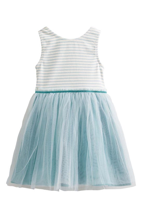 Mini Boden Kids' Stripe Sleeveless Tulle Dress In Tropical Rain Green