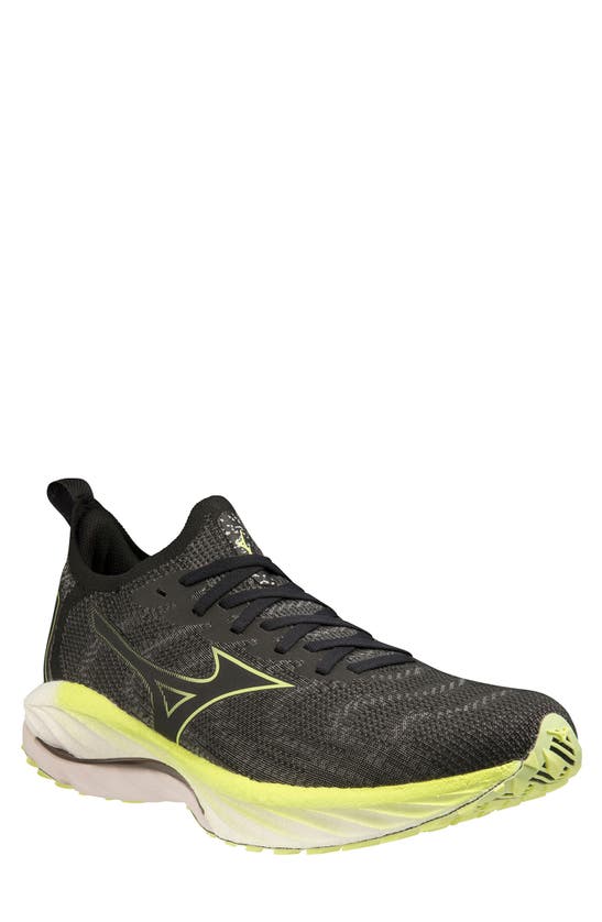 Mizuno Wave Neo Wind Running Shoe In Undyed Black-luminous