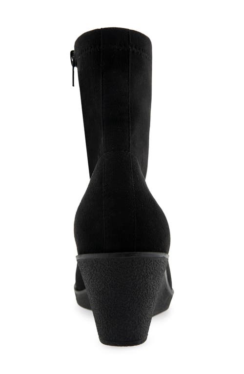Aerosoles Binnie Wedge Bootie In Black Faux Suede