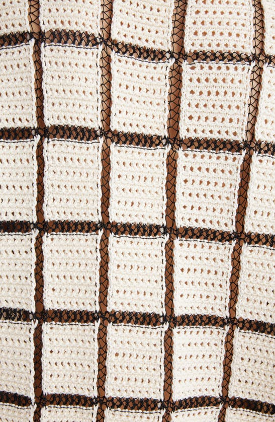 Shop Dries Van Noten Tiramisu Windowpane Check Crochet Polo In Ecru 5