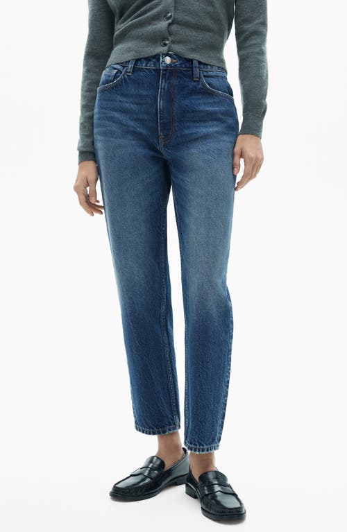 Mango High Waist Mom Jeans In Dark Blue