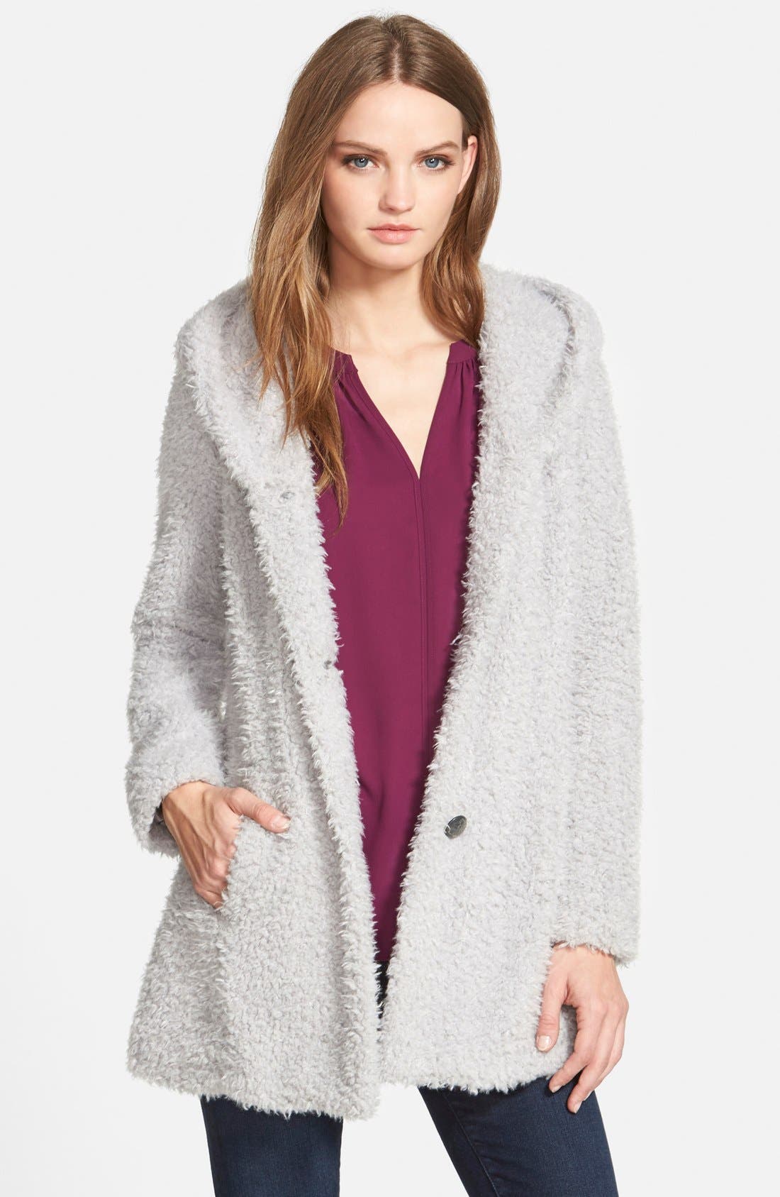 jessica simpson cozy faux fur lined hooded jacket