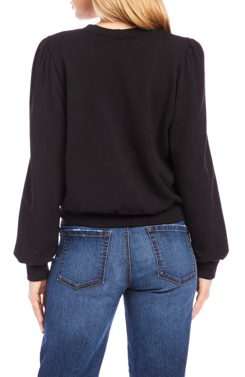 Shop Karen Kane Puff Sleeve Sweatshirt In Black