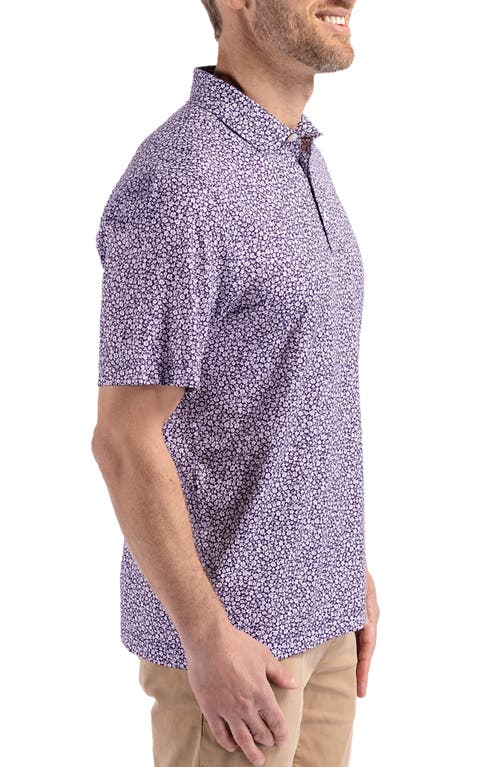 Cutter & Buck Pike Flora Print Polo In College Purple