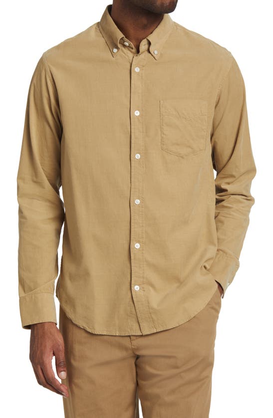 Nn07 Levon 5723 Corduroy Button-down Shirt In Khaki