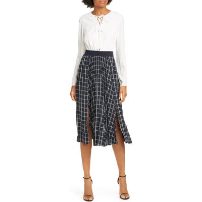 Ted Baker London Fancesa Check Skirt Midi Dress, (fits like 16-18 US) - Ivory