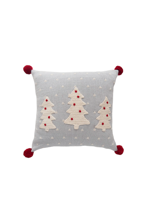 Melange Collection 12" White Tree Pillow, Grey In Grey