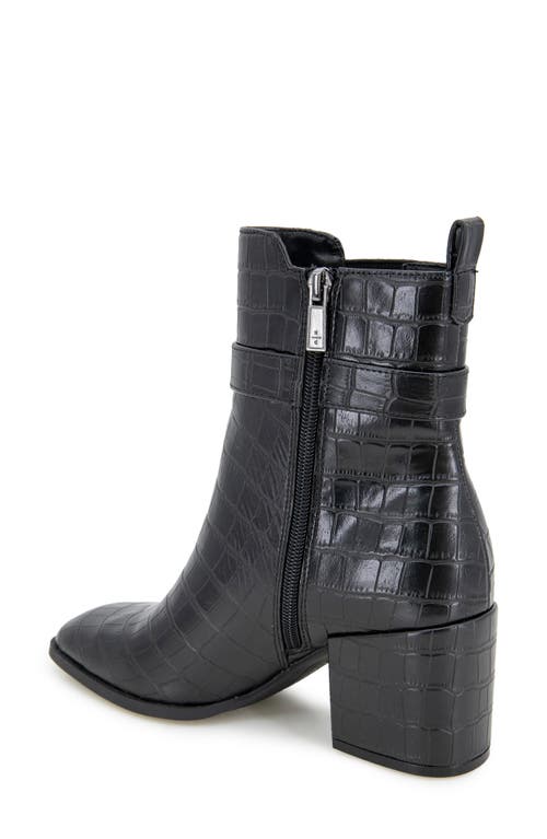 Reaction Kenneth Cole Emerson Block Heel Bootie In Black Croco