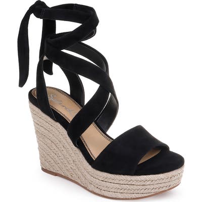 Splendid Tessie Ankle Wrap Wedge Sandal- Black