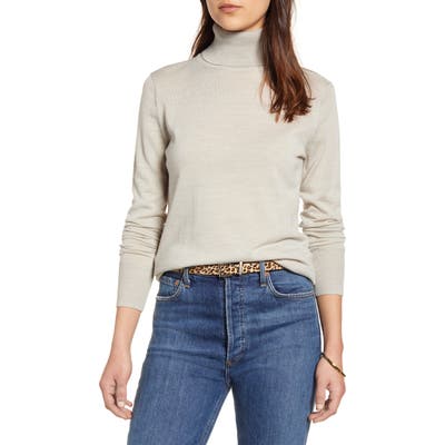1901 Turtleneck Merino Wool Blend Sweater, Beige