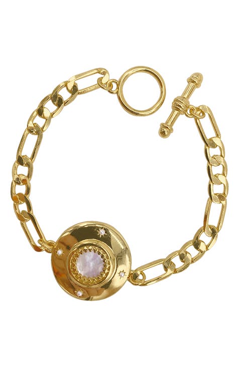 Mother of Pearl Disc Toggle Bracelet