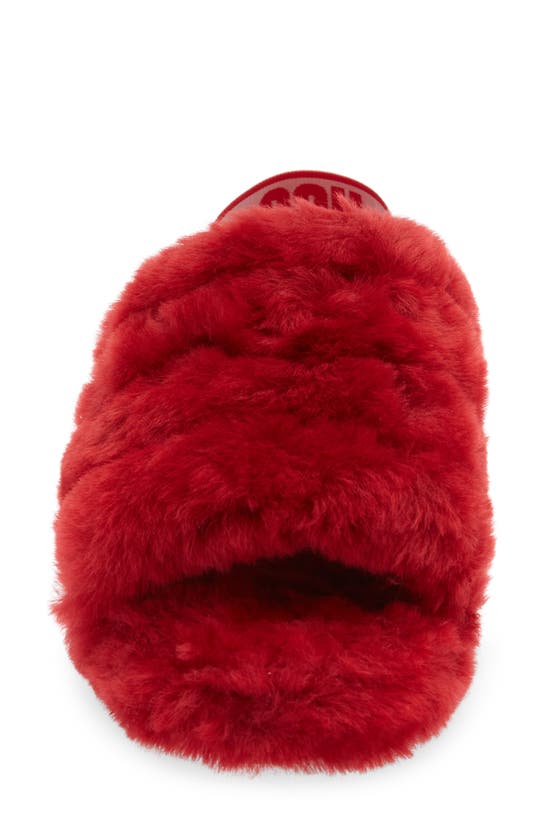Ugg Fluff Yeah Faux Fur Slingback Sandal In Samba Red