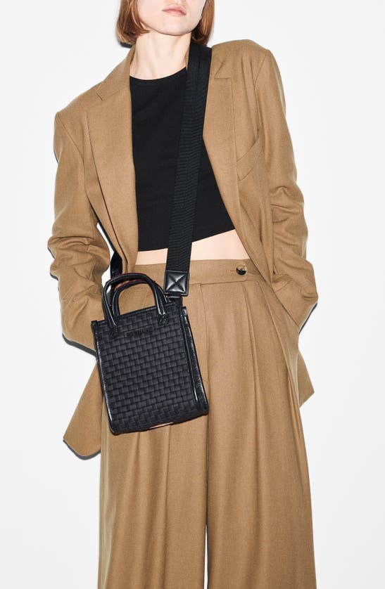 Mz Wallace Micro Woven Nylon Box Tote In Black Woven