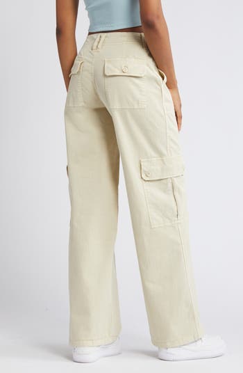 Two Tone Twill Wide Leg Cargo Pants