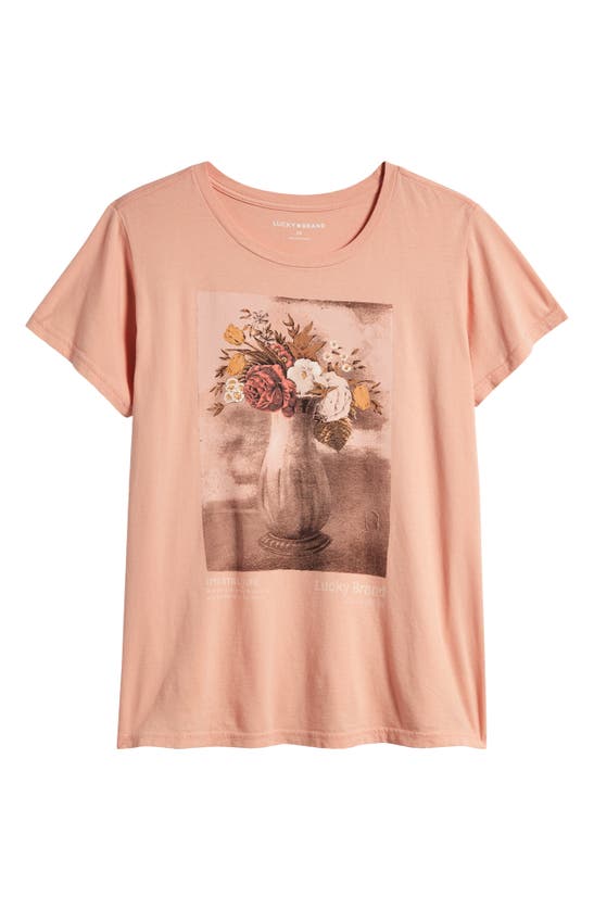 Shop Lucky Brand Floral Vase Graphic T-shirt In Rose Tan