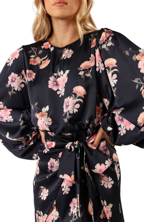 Petal And Pup Petal & Pup Emillia Floral Print Long Sleeve Minidress In Black