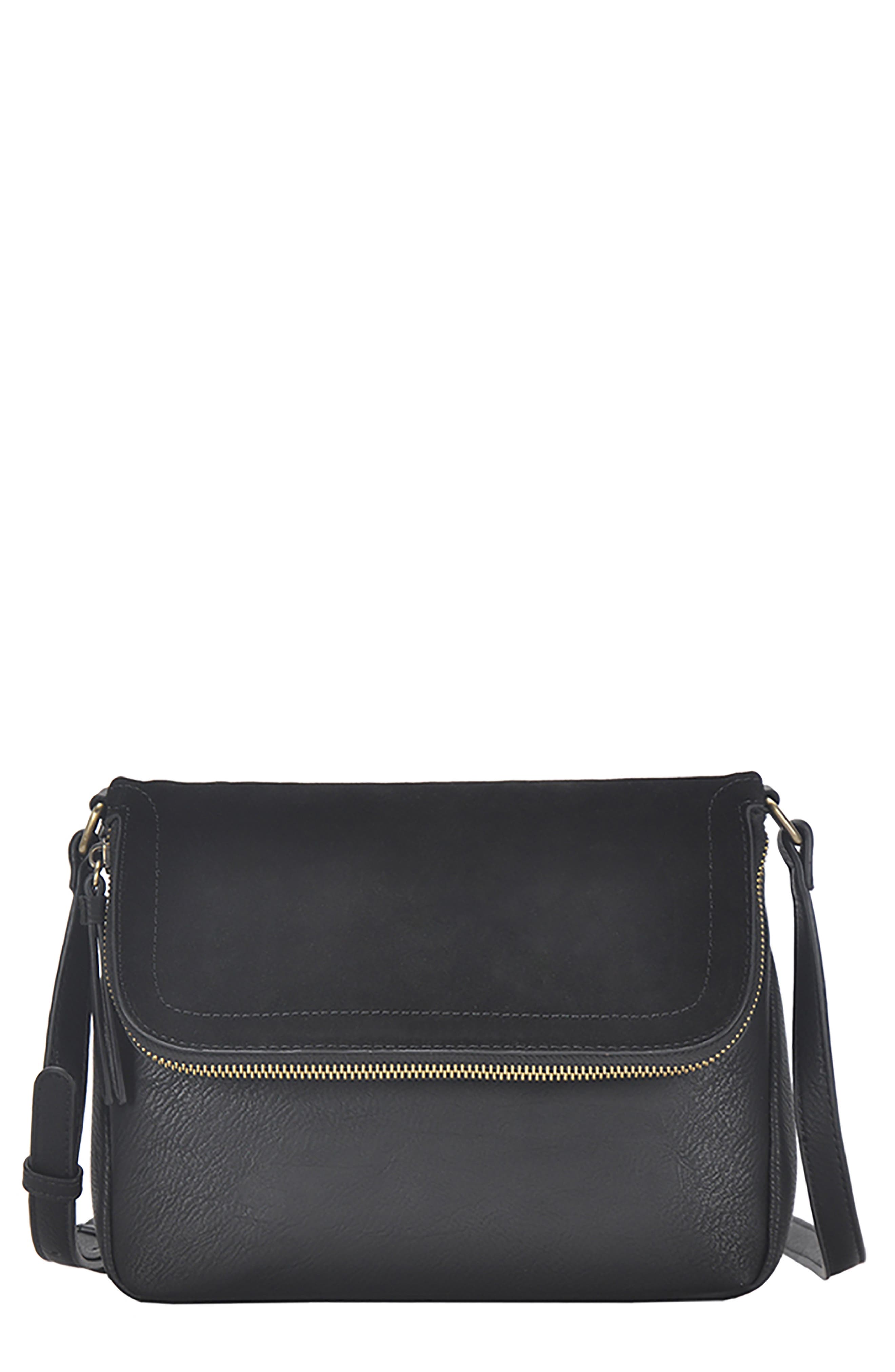 ANTIK KRAFT Suede Messenger Bag, Main, color, BLACK