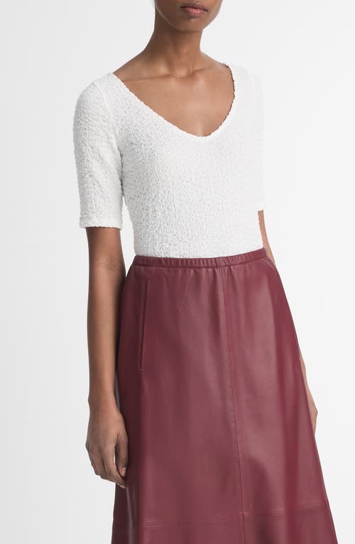 Shop Vince Textured V-neck Knit Top In Off White