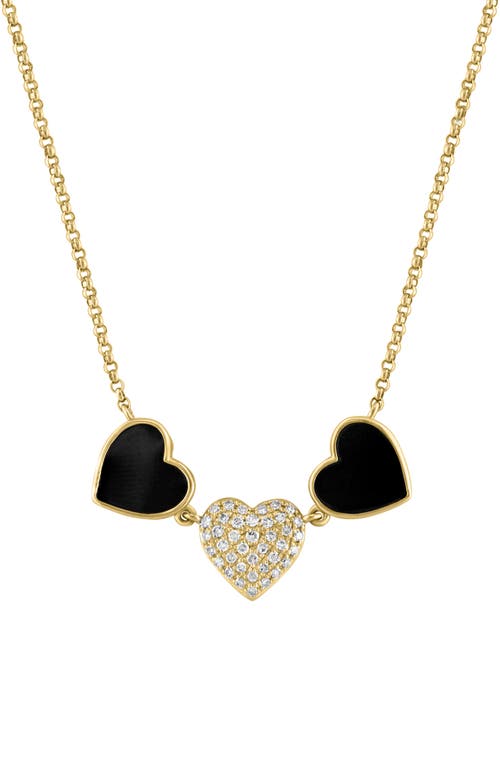Effy Onyx & Diamond Heart Necklace In Black