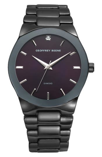 Geoffrey Beene Genuine Diamond Bracelet Watch, 41mm In Black
