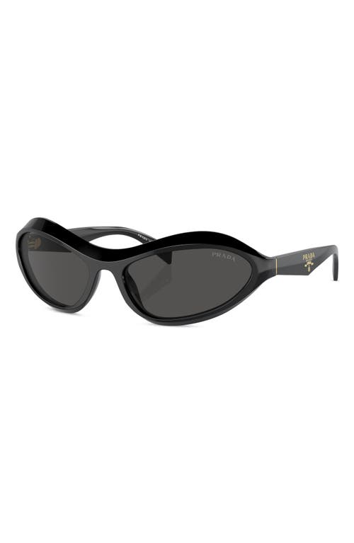 Prada 63mm Oversize Oval Sunglasses In Dark Grey