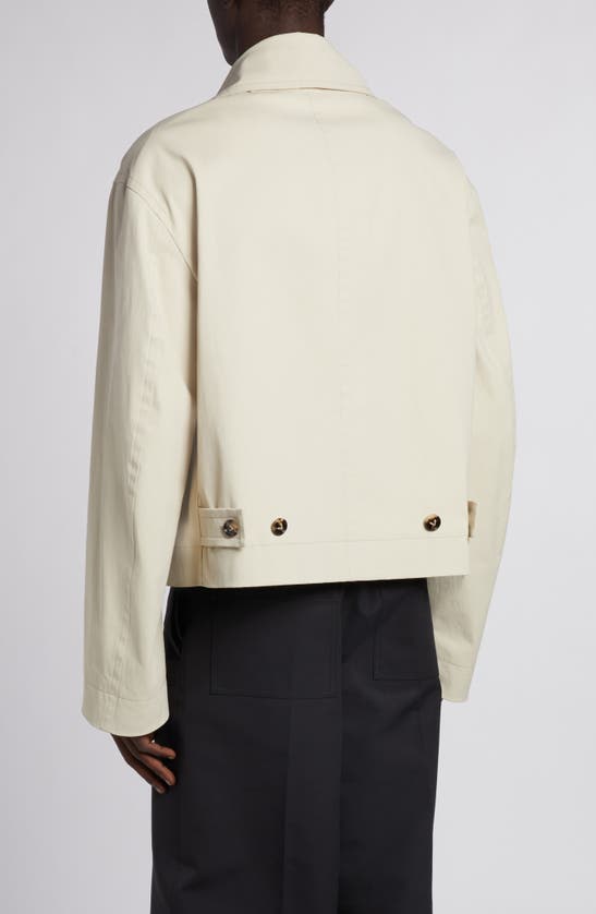 Shop Bottega Veneta Regular Fit Stretch Cotton Jacket In Ecru