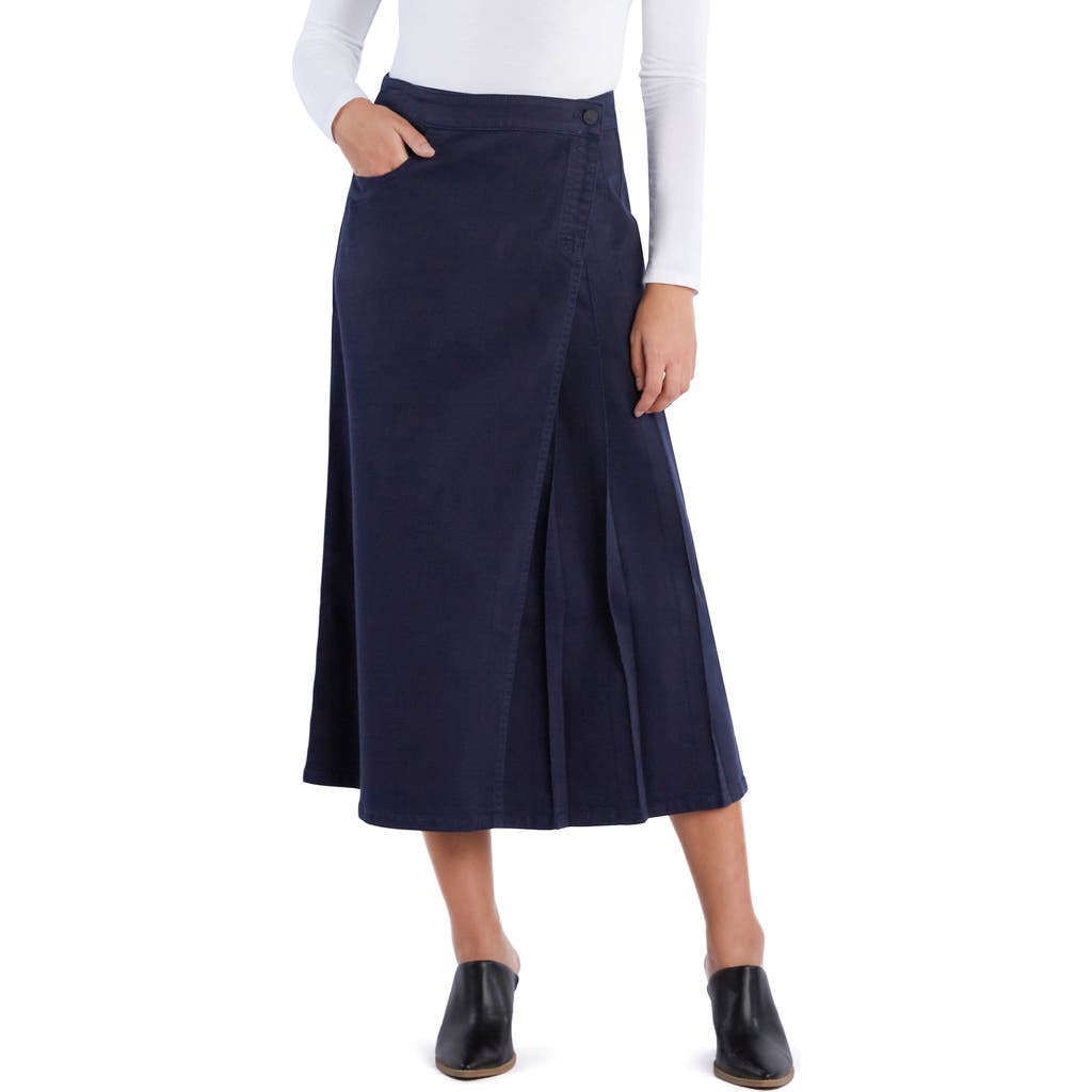 Wash Lab Denim Delphine Side Pleat Denim Maxi Skirt in Denim Black