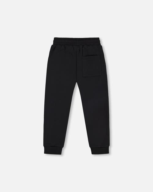 Shop Deux Par Deux Little Boy's Fleece Sweatpants With Pockets Black In Anthracite