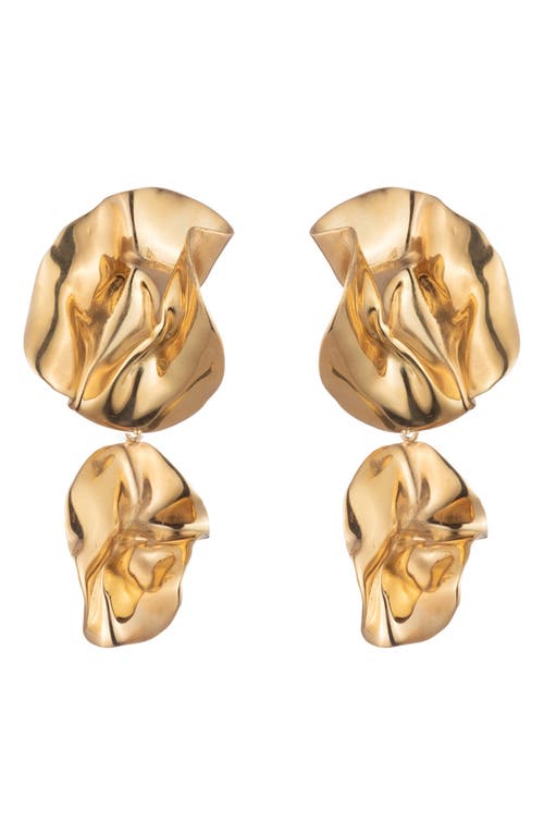 Fold Drop Earrings in Gold