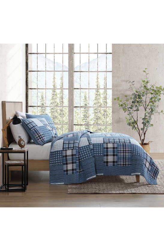 Eddie Bauer Hawthorne Cotton Quilt 3-piece Set In Spring White/ Blue/ Purple