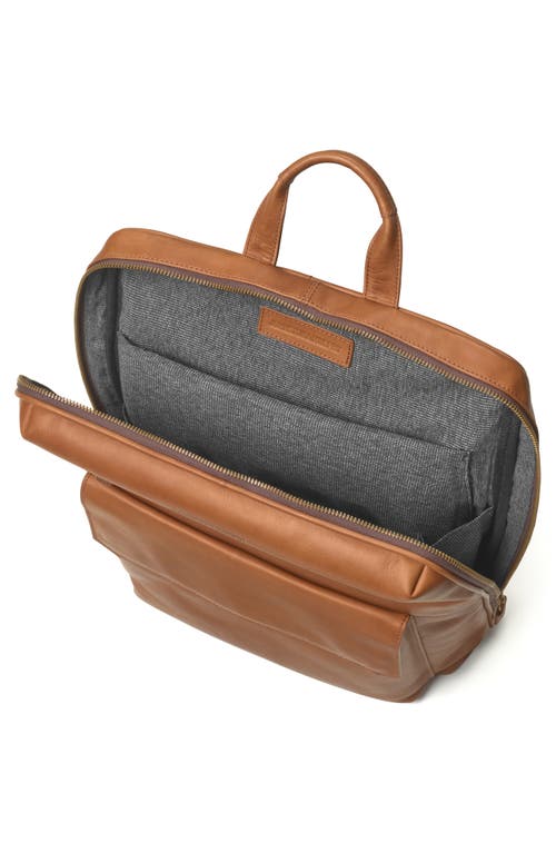 Johnston & Murphy Rhodes Water Repellent Leather Commuter Backpack In Tan Full Grain
