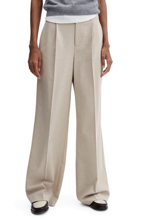 MANGO Tonal Stripe Pants Ecru at Nordstrom,