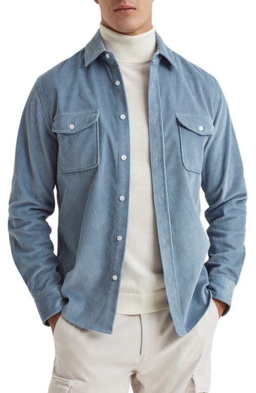 Reiss Bonucci Organic Cotton Corduroy Button-Up Overshirt Ashley Blue at Nordstrom,