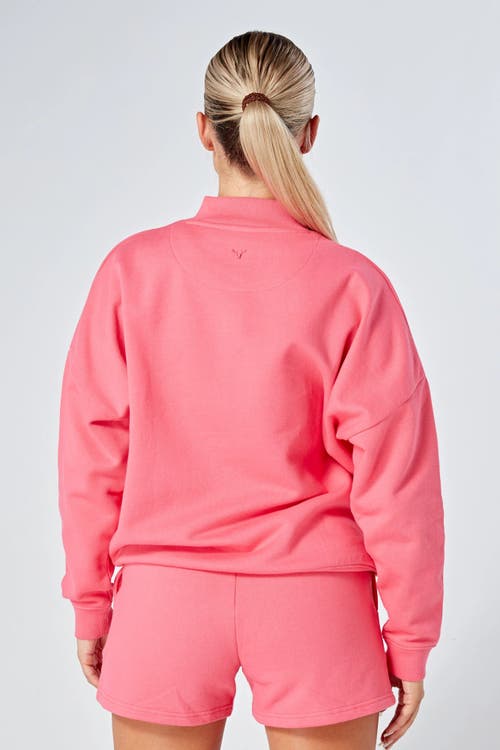 Shop Twill Active Organic Cotton Essentials Oversized  Half Zip Sweatshirt In Pink