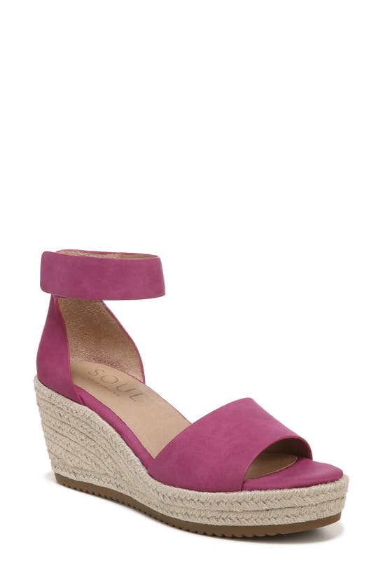 Natural Soul Soul Naturalizer Oakley Ankle Strap Espadrille Wedge Sandal In Orchid Smooth Purple Synthetic