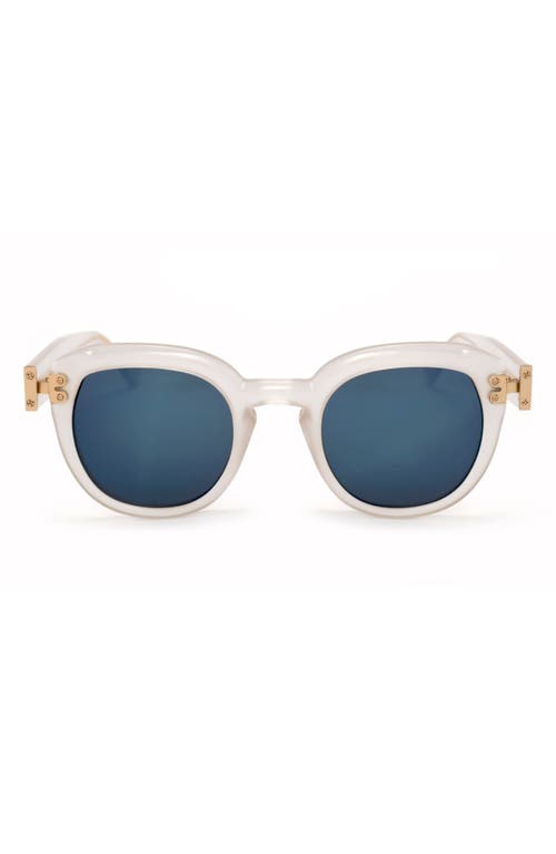 Grey Ant Kemp 46mm Small Round Sunglasses in White/Blue
