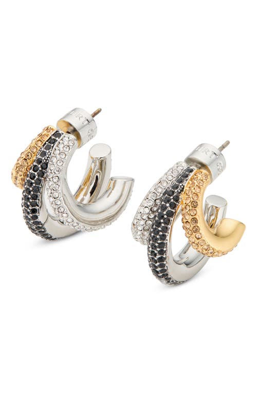 KURT GEIGER KURT GEIGER LONDON PAVÉ CRYSTAL TRIPLE HUGGIE HOOP EARRINGS