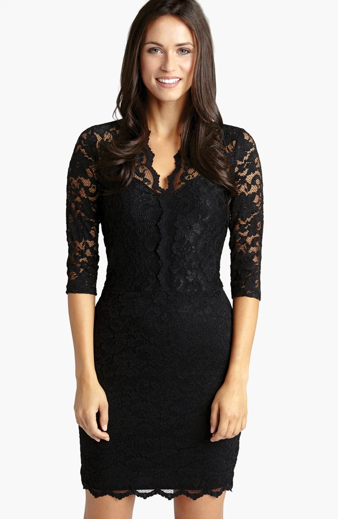 Nordstrom Women Clothing Dresses Party Dresses Lace Body-Con Cockail Dress in Black at Nordstrom 