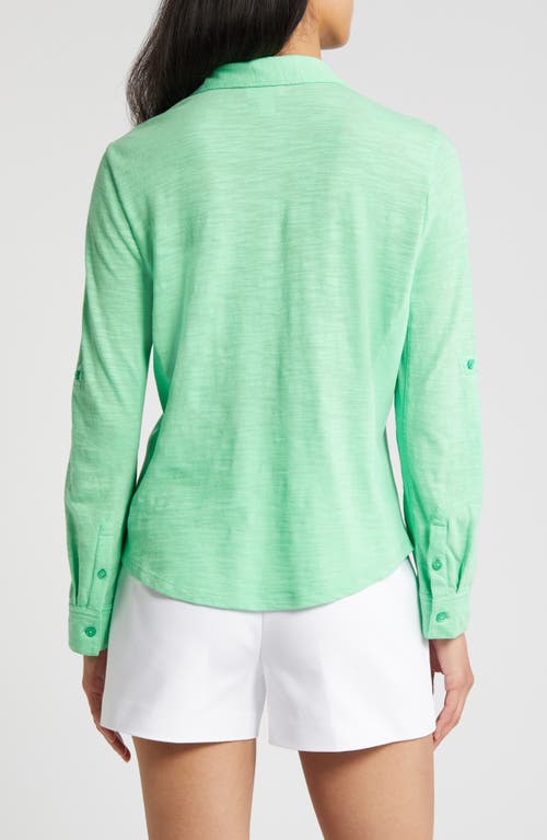 Shop Caslonr Caslon(r) Roll Tab Knit Shirt In Green Celtic