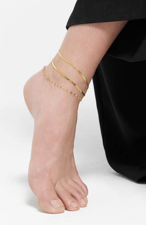 Adornia Three-piece Chain Anklet Set In Gold