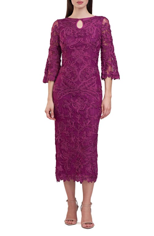 JS Collections Perla Soutache Sheath Dress in Plum Caspia 