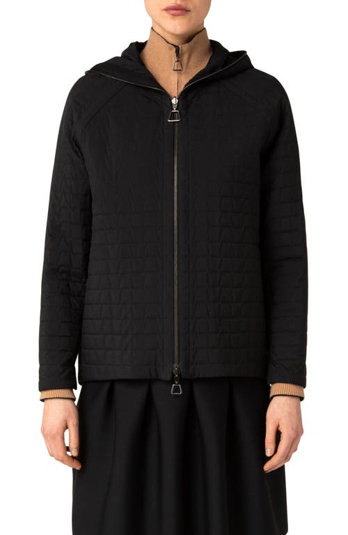 Akris Enon Quilted Taffeta Hooded Jacket in Black at Nordstrom, Size 10