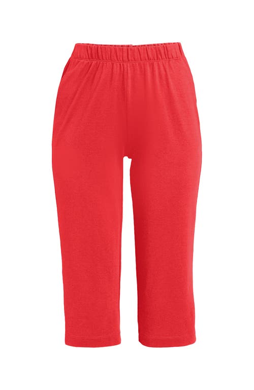 Shop Lands' End Plus Size Sport Knit High Rise Elastic Waist Capri Pants In Sahara Desert