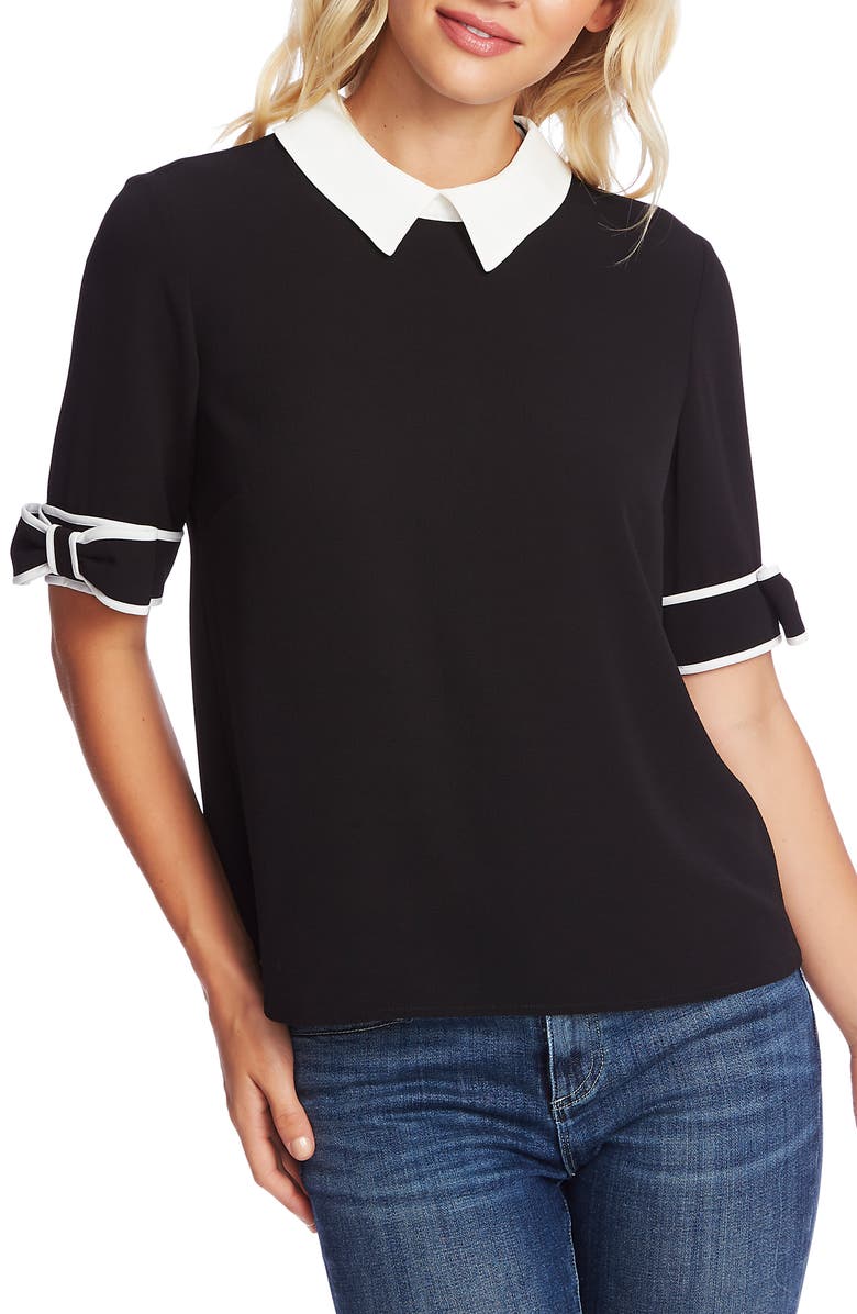 CeCe Bow Cuff Collar Blouse, Main, color, 