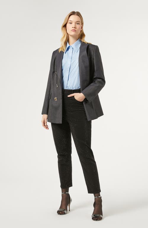 Marina Rinaldi Talpa Stretch Virgin Wool & Silk Blazer In Blue Jeans