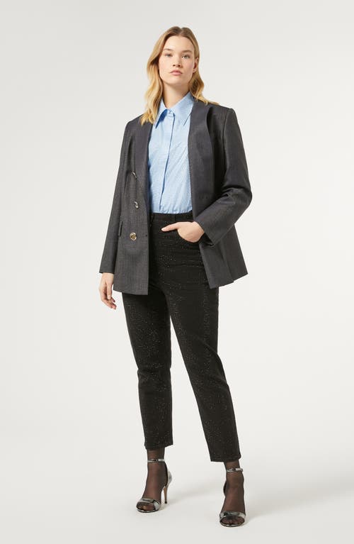 Shop Marina Rinaldi Talpa Stretch Virgin Wool & Silk Blazer In Blue Jeans